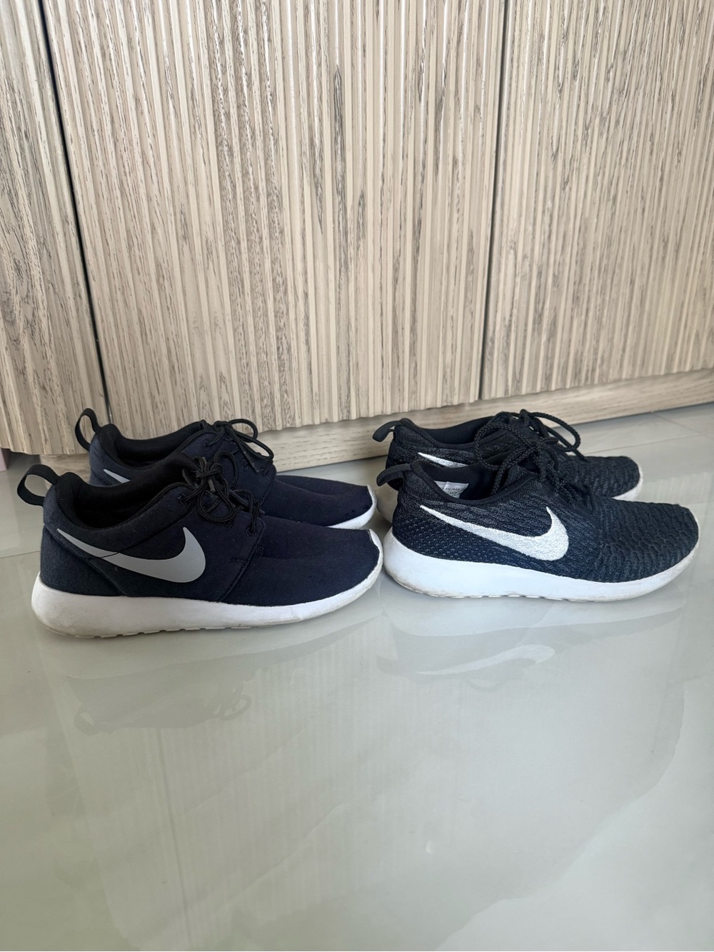 Nike Running Sneakers - Two Pairs flyknit Roshe one black white size 5.5
